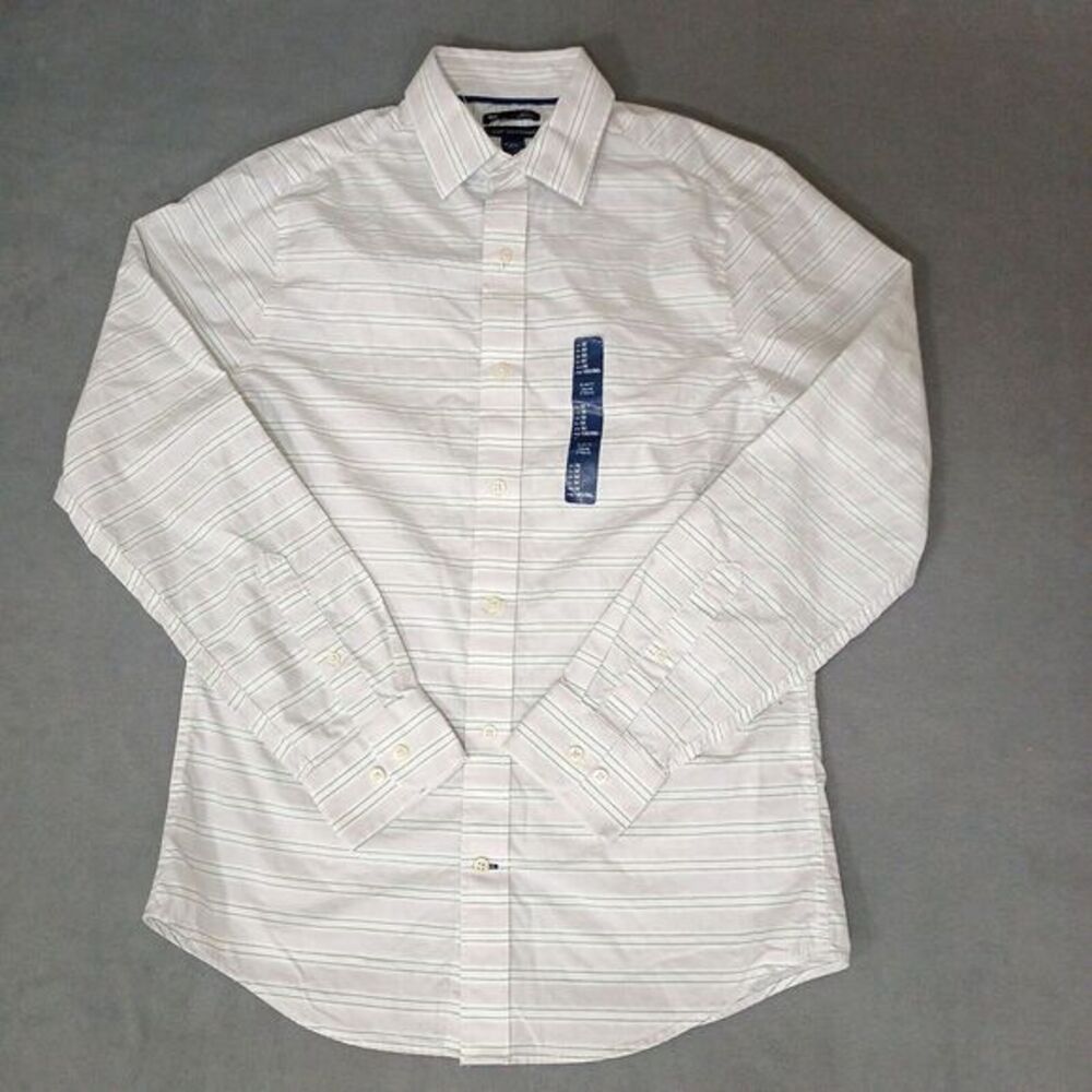 GAP PREMIUM CLASSIC FIT MENS SHIRT MEDIUM POPLIN GREEN PLAID CHECKS BUTTON‎ UP